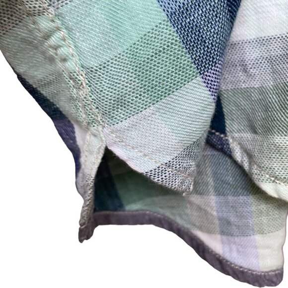 Tommy Bahama Mens Plaid Shirt XXL Cotton Short Sleeve Green Blue Button up - Picture 9 of 14